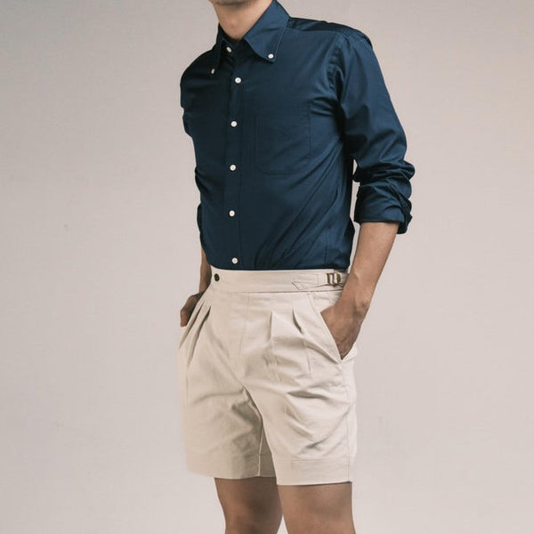era-won เสื้อเชิ้ต ทรงปกติ Oxford Shirt แขนยาว คอจีน สี Navy ICCSHOPPING