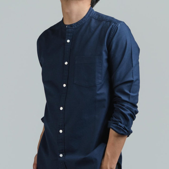 era-won เสื้อเชิ้ต ทรงปกติ Oxford Shirt แขนยาว คอจีน สี Navy ICCSHOPPING
