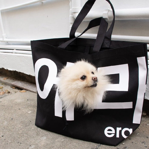 era-won กระเป๋าผ้า Jumbo tote dog (limited edition) KOREA BAG สี Black Dog White era-won