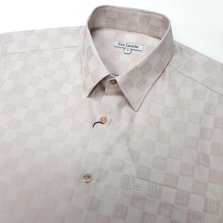 Guy Laroche เสื้อเชิ๊ตแขนสั้น ผ้าพิมพ์ลาย 100% Cotton สวมใส่สบาย 