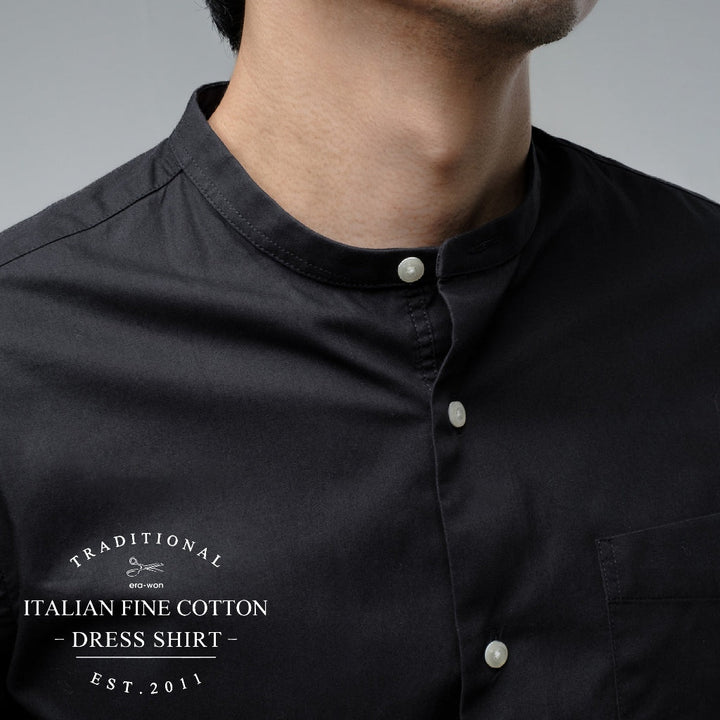 era-won เสื้อเชิ้ต ทรงปกติ Premium Quality Dress Shirt แขนยาว สี Black (คอปก และ คอจีน) ICCSHOPPING