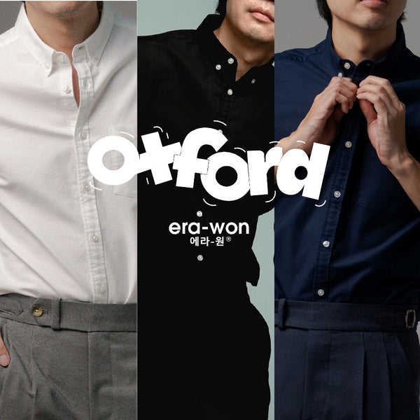 era-won เสื้อเชิ้ต ทรงปกติ Oxford Shirt แขนยาว คอปก 3 สี (ขาว ดำ กรม) ICCSHOPPING