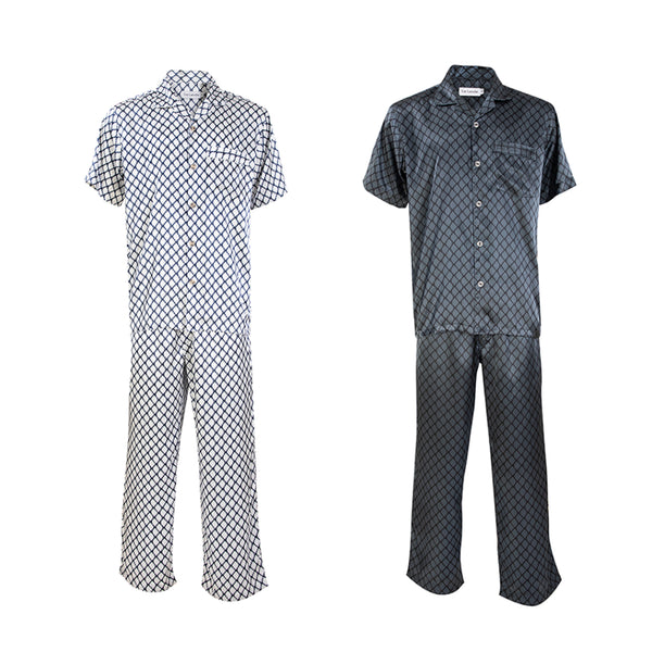 Guy Laroche ชุดนอนผ้าซาติน คอปก แขนสั้น ขายาว พิมพ์ลาย รุ่น JPP7521W4 