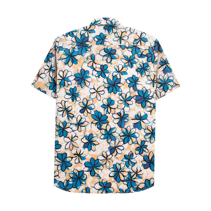 Guy Laroche เสื้อเชิ้ตแขนสั้น พิมพ์ลาย สีฟ้า เนื้อผ้า 100% Cotton ทรง REGULAR FIT รุ่น BAC5100S5BU ICCSHOPPING