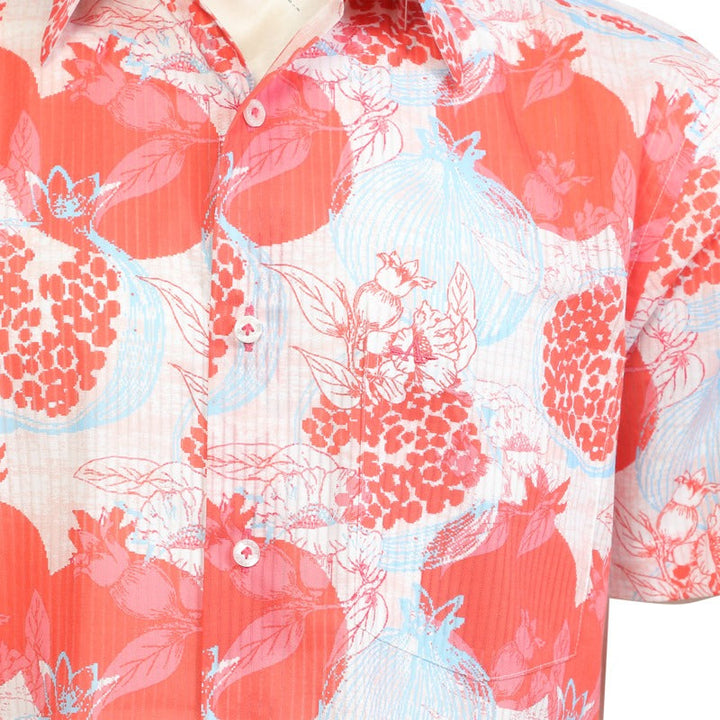 ARROW TROPICAL COTTON SHIRT เสื้อเชิ้ตผู้ชายแขนสั้น ลายพิมพ์ ทรง COMFORT สีแดง รหัส MACC581 RE