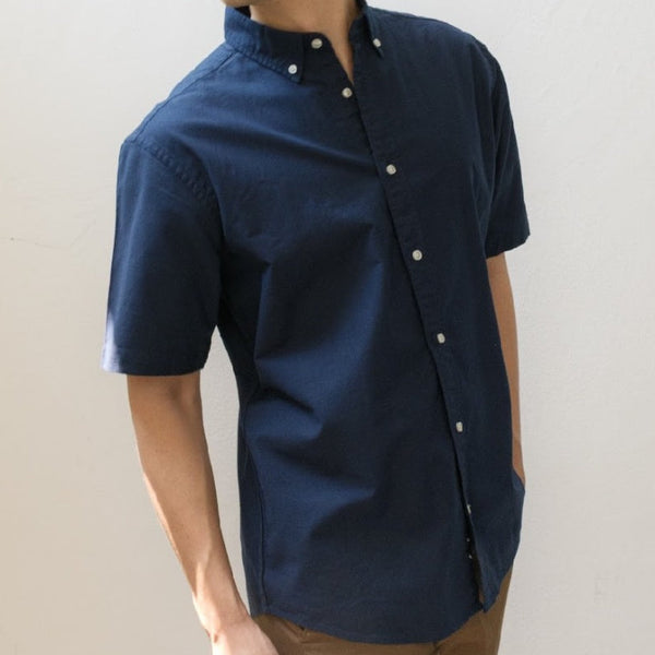 era-won เสื้อเชิ้ต รุ่น OXFORD SHORT-SLEEVED SHIRT สี Navy ICCSHOPPING