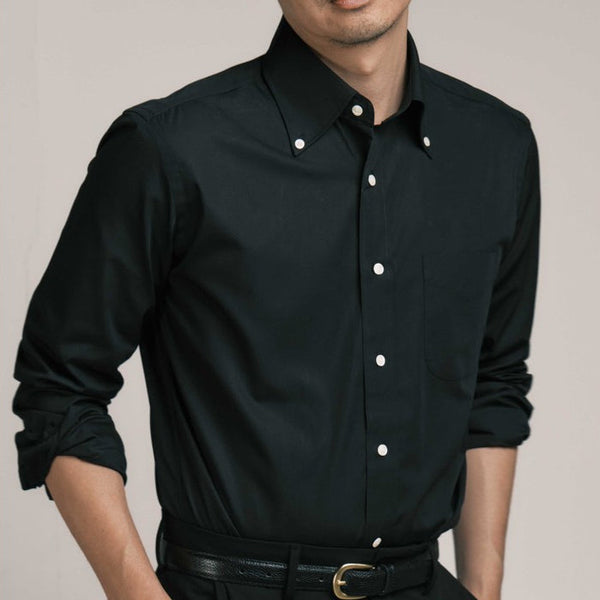era-won ALTERNATIVE SHIRT - HIGHT ROLL BUTTON DOWN เสื้อเชิ้ตคอปก สี Black era-won
