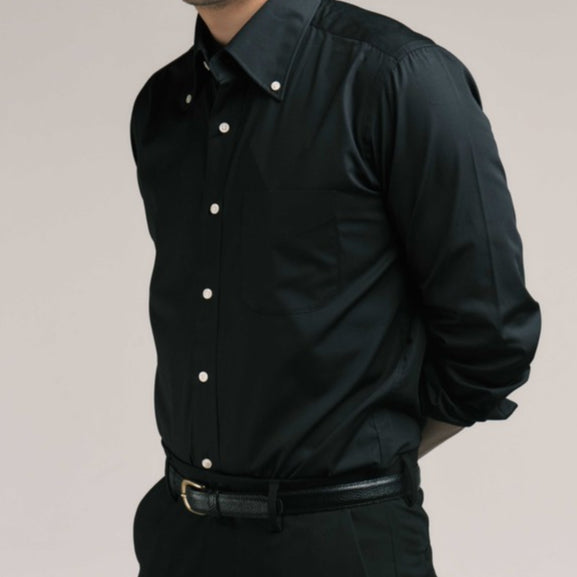 era-won ALTERNATIVE SHIRT - HIGHT ROLL BUTTON DOWN เสื้อเชิ้ตคอปก สี Black era-won