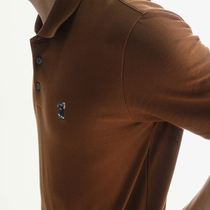 era-won เสื้อโปโลแขนสั้น ทรงสลิม Polo collection “ART TOY" สี Brown 