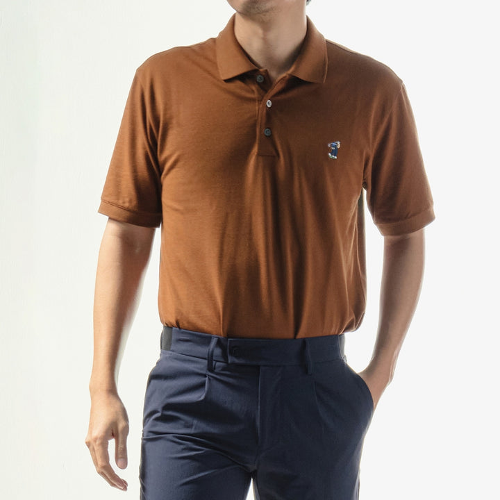 era-won เสื้อโปโลแขนสั้น ทรงสลิม Polo collection “ART TOY" สี Brown 