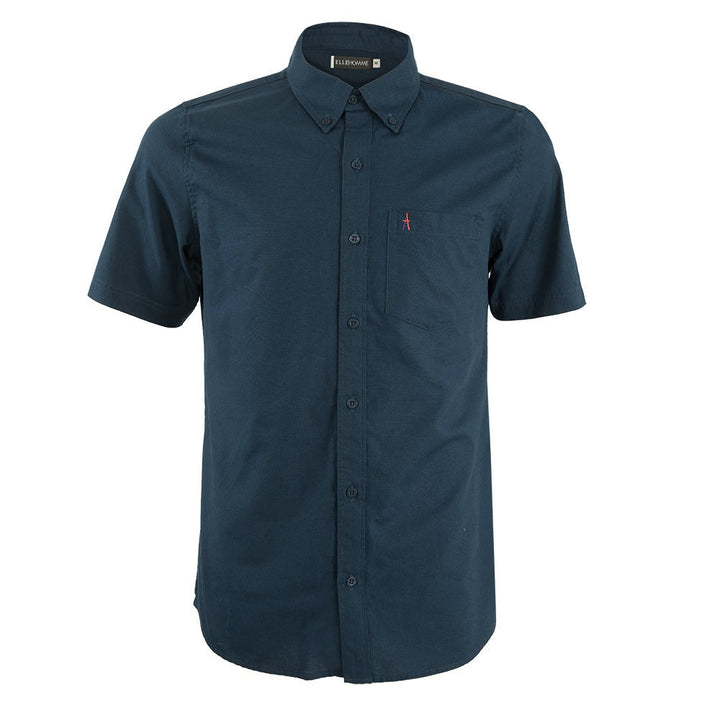 ELLE HOMME | เชิ้ตคอปก แขนสั้น style caule  ทรง RUGULAR  มี 3 สี สีกรมท่า  สีขาว สีเทา |รุ่น- W8B676 ICCSHOPPING
