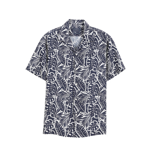 ARROW Lyocell Natural Fabric Shirt เสื้อเชิ้ตแขนสั้น ปกฮาวาย ทรง COMFORT สีกรมท่า MACC572-NV ARROW
