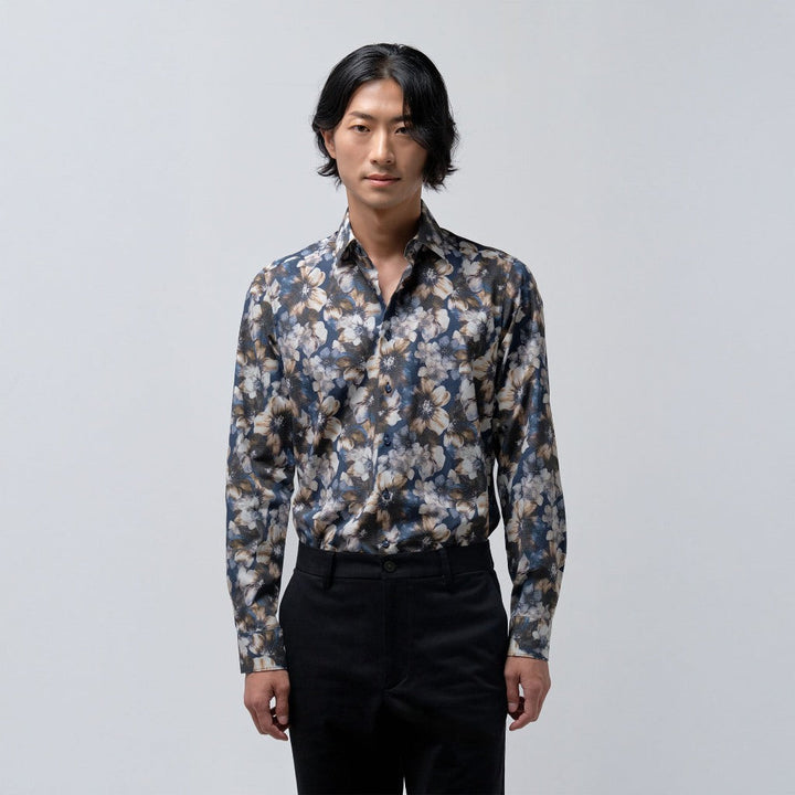 OLYMP Level Five Shirt เสื้อเชิ้ตชาย ลายพิมพ์ดอกไม้  ทรงพอดีตัว  รีดง่าย SPRI25 เสื้อเชิ้ตทำงาน ชุดทำงาน ICCSHOPPING