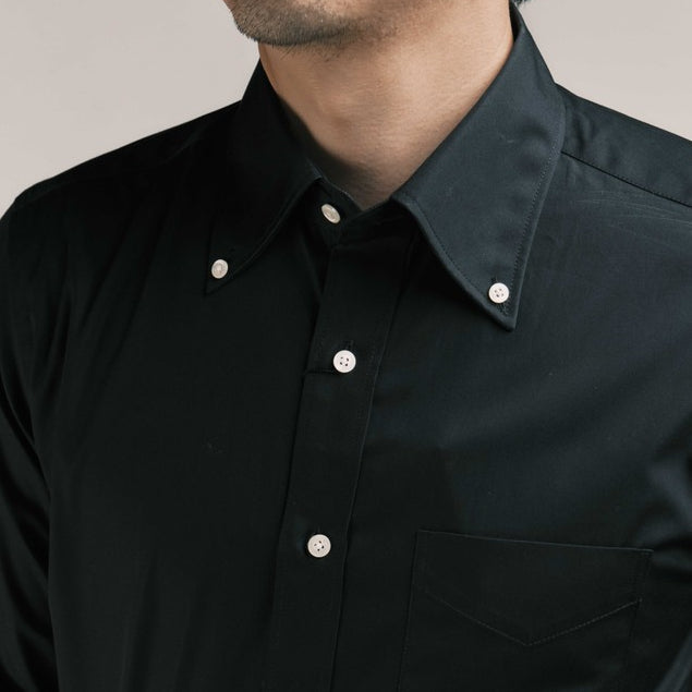 era-won ALTERNATIVE SHIRT - HIGHT ROLL BUTTON DOWN เสื้อเชิ้ตคอปก สี Black era-won
