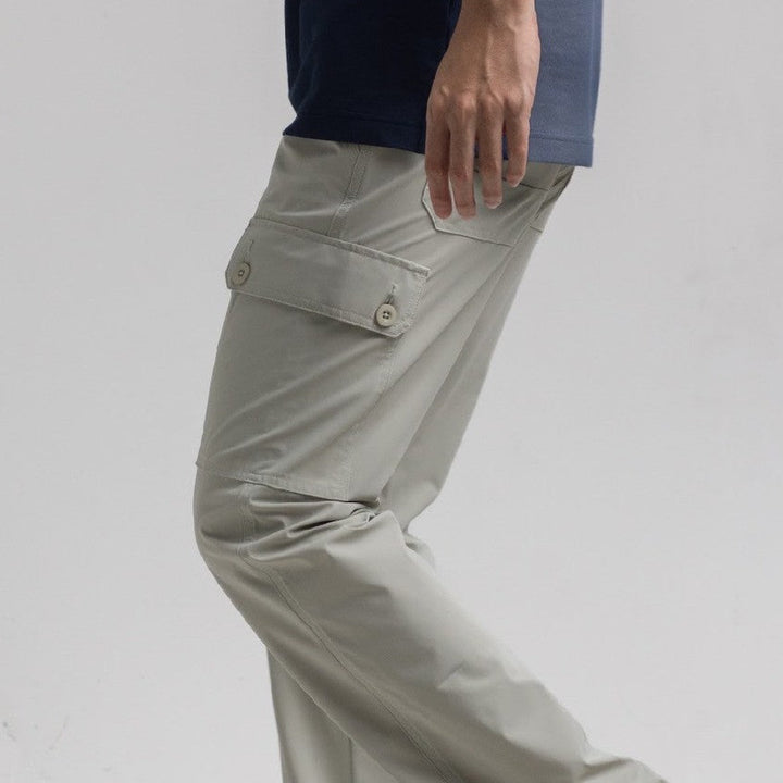 era-won Golf Fabric Cargo Pants มีกระเป๋าข้าง  ทรงกระบอกตรง สี Grey cargos ICCSHOPPING