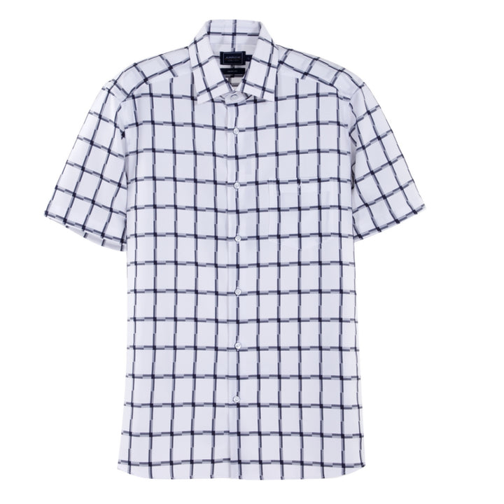 ARROW PROFREX SHIRT เบา สบาย ไม่ยับ แค่ลูบก็เรียบ - เสื้อเชิ้ต คอปก แขนสั้น ทรง SMART สีพื้นขาว ลายเทา MACM209-GY 