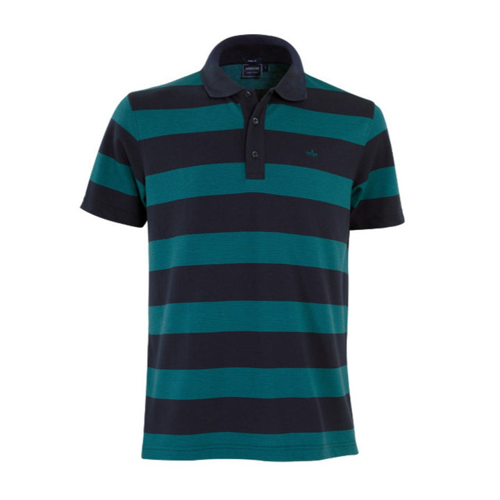 ARROW STRIPED COTTON POLO เสื้อโปโล ผ้าลายทาง สีเขียวกรม ทรง Smart MPCM218-NV 