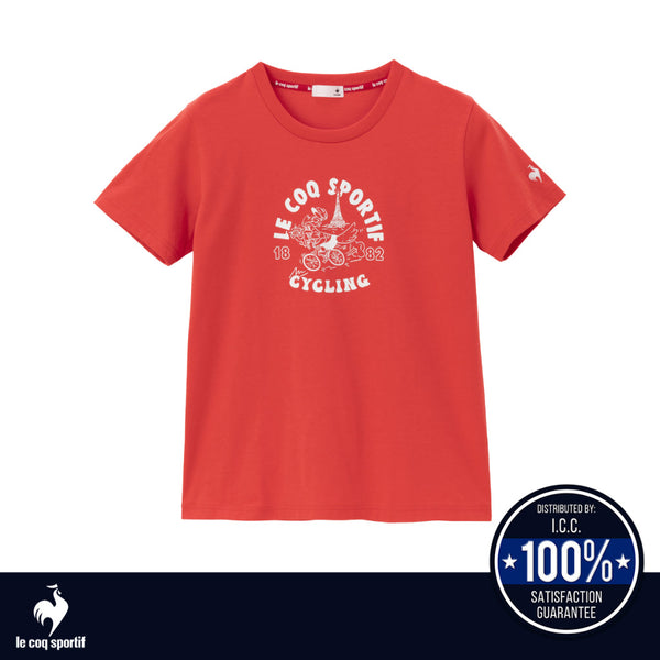 le coq sportif เสื้อยืด ลายจักรยาน ผู้หญิง สีแดง (เสื้อ, football, ฟุตบอล, คอตตอน, lecoq, เลอค็อก) ICCSHOPPING