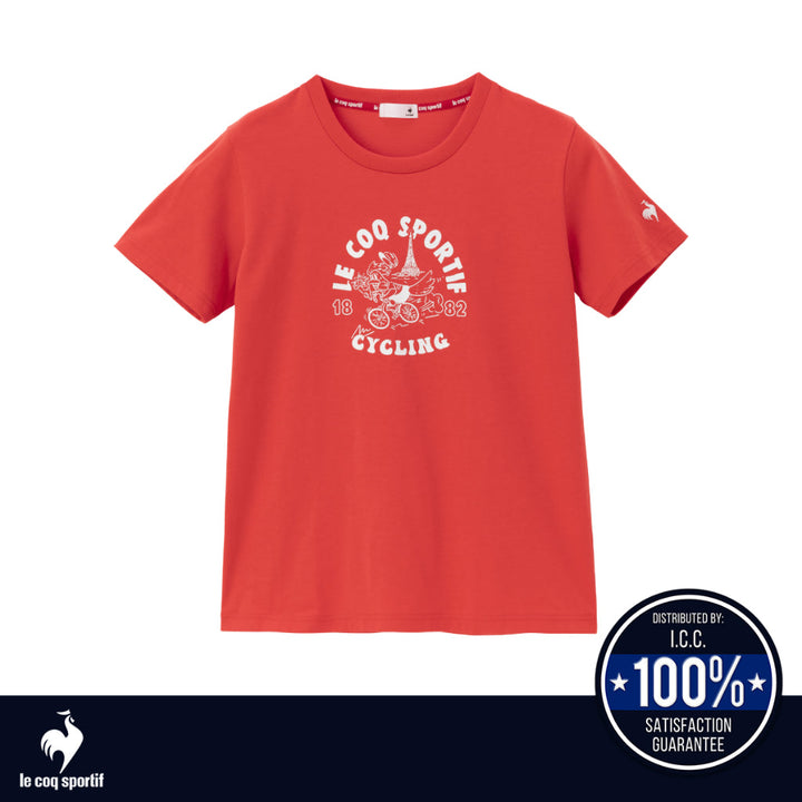 le coq sportif เสื้อยืด ลายจักรยาน ผู้หญิง สีแดง (เสื้อ, football, ฟุตบอล, คอตตอน, lecoq, เลอค็อก) ICCSHOPPING