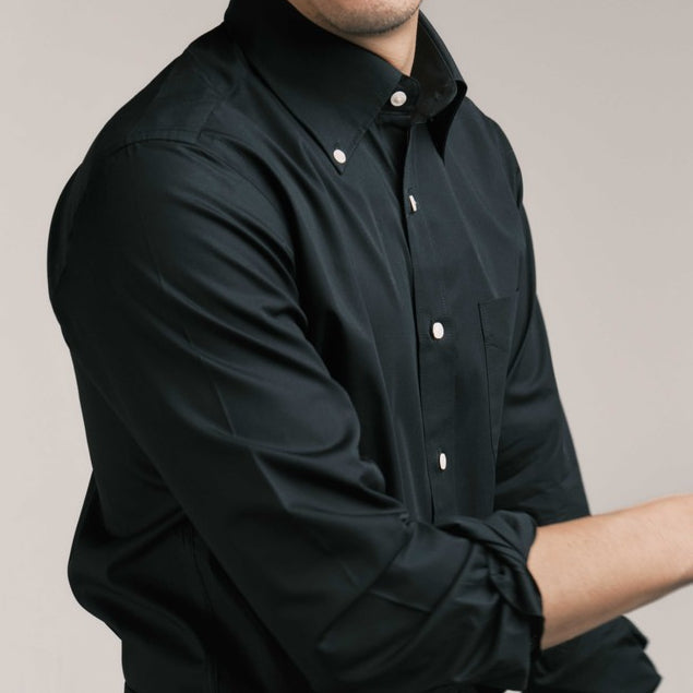 era-won ALTERNATIVE SHIRT - HIGHT ROLL BUTTON DOWN เสื้อเชิ้ตคอปก สี Black era-won