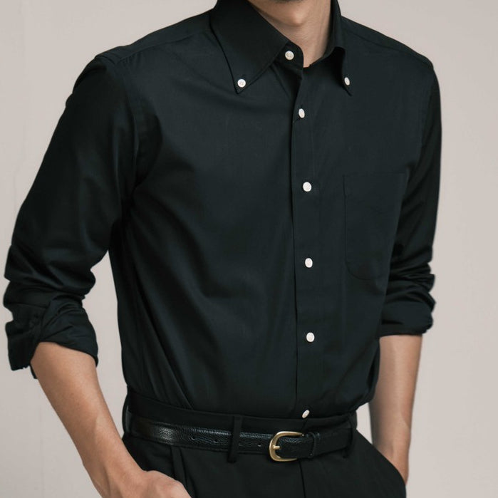 era-won ALTERNATIVE SHIRT - HIGHT ROLL BUTTON DOWN เสื้อเชิ้ตคอปก สี Black era-won