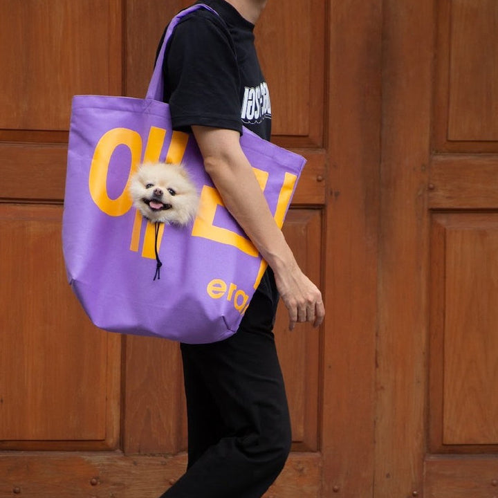 era-won กระเป๋าผ้า Jumbo tote dog (limited edition) KOREA BAG สี Purple Dog era-won