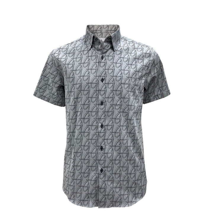 Guy Laroche เสื้อเชิ้ตลำลองสั้นทรง SLIM FIT ผ้าพิมพ์ลาย 100% Cotton 
