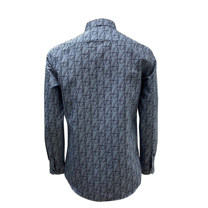 Guy Laroche เสื้อเชิ้ตทำงานแขนยาวทรง SLIM FIT ผ้าพิมพ์ลาย 100% Cotton 