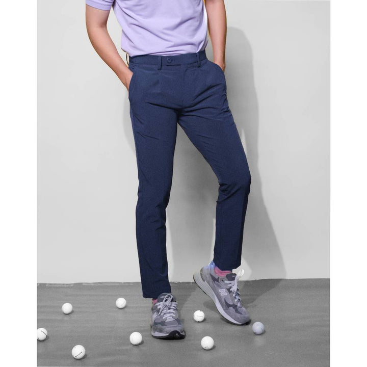 era-won กางเกงขายาว เอวยางยืด รุ่น GOLF FABRIC PANTS ขอบยางสีดำ สี Blue 