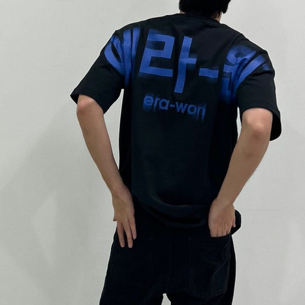 era-won เสื้อ T-Shirt Oversize Screen สี ดำสกรีนน้ำเงิน era-won