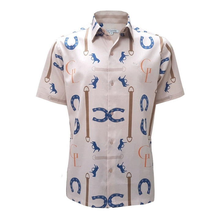 Guy Laroche เสื้อเชิ๊ตแขนสั้น ผ้า Cotton สวมใส่สบาย ระบายอากาศได้ดี สีขาว 
