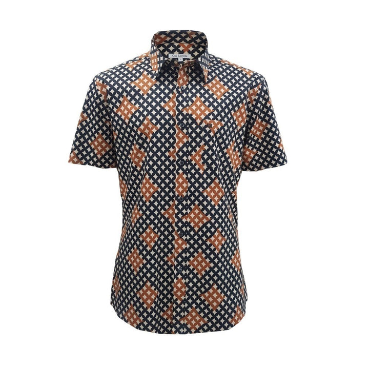 Guy Laroche เสื้อเชิ๊ตแขนสั้น BAC5300S4 ทรง SLIM FIT สีน้ำตาล 