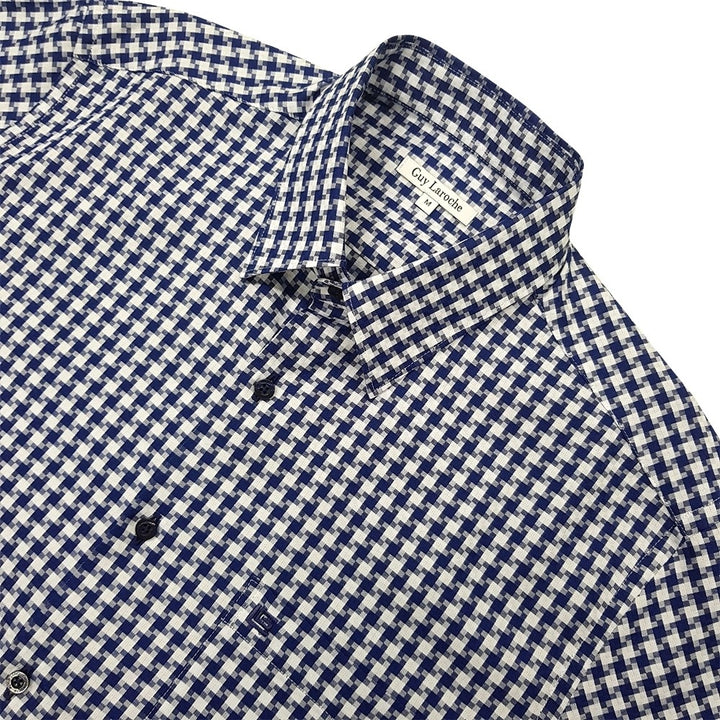 Guy Laroche เสื้อเชิ้ตลำลองแขนสั้นทรง SLIM FIT Cotton ผ้าทอลายในตัว 