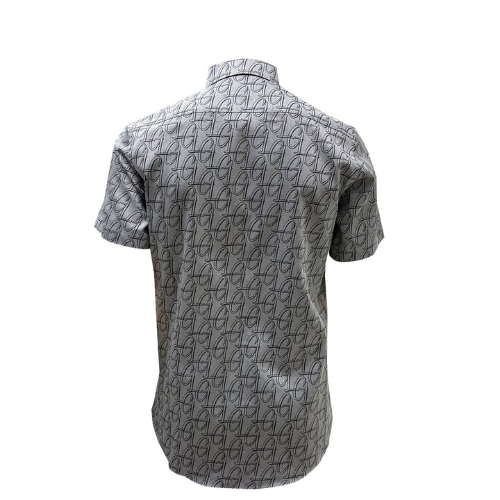 Guy Laroche เสื้อเชิ้ตลำลองสั้นทรง SLIM FIT ผ้าพิมพ์ลาย 100% Cotton 