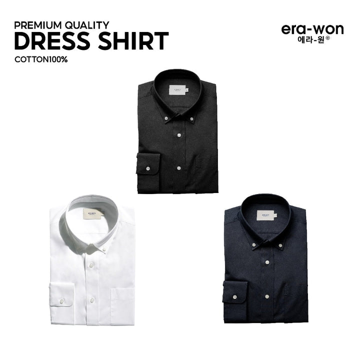 era-won เสื้อเชิ้ต ทรงปกติ Ultrafine Dresshirt แขนยาว 3 สี  (ขาว ดำ กรม) ICCSHOPPING