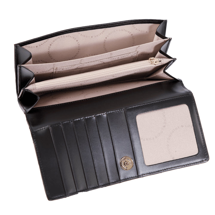 Louis Fontaine กระเป๋าสตางค์แบบยาว 2 พับ รุ่น DELLA - สีดำ 