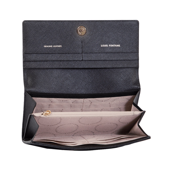 Louis Fontaine กระเป๋าสตางค์แบบยาว 2 พับ รุ่น SMILY - สีดำ 