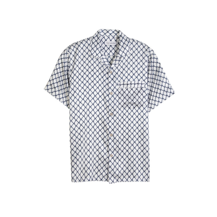 Guy Laroche ชุดนอนผ้าซาติน คอปก แขนสั้น ขายาว พิมพ์ลาย รุ่น JPP7521W4 