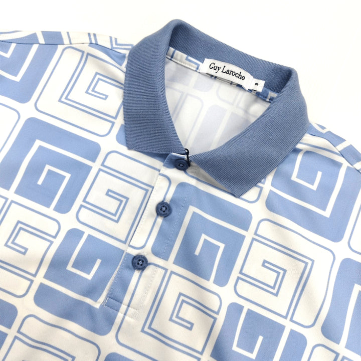 Guy Laroche เสื้อโปโลแขนสั้น พิมพ์ลาย ทรง EXTRA FIT รุ่น BKL7300W4 - สีฟ้า 