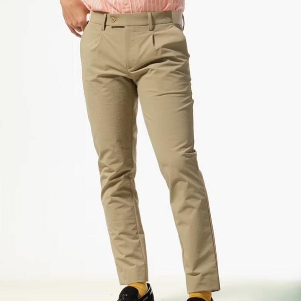 era-won กางเกง รุ่น GOLF FABRIC (065)  ทรงกระบอกเล็ก ขาเต่อ เอวยางยืด สี Beige ICCSHOPPING