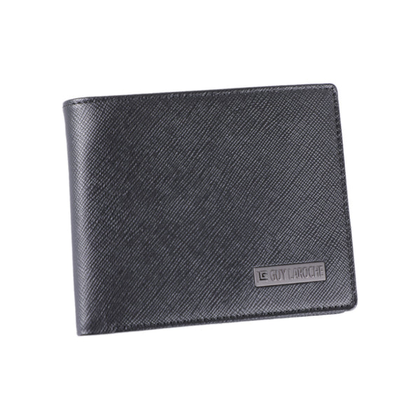 Guy Laroche กระเป๋าสตางค์ผู้ชาย หนังอัดลายซาเฟียโน่ 8 การ์ด สีดำ รุ่น MGW08618S6BLS