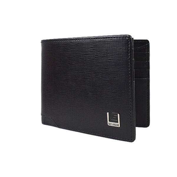 Guy Laroche กระเป๋าสตางค์ผู้ชาย หนังอัดลายซาเฟียโน่ 8 การ์ด สีดำ รุ่น MGW06518R6BLS Guy Laroche