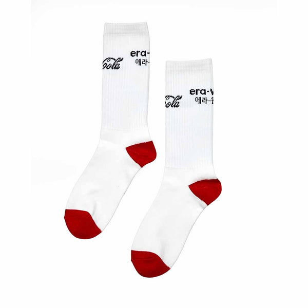 era-won | Coca Cola Socks  สำหรับคุณผู้ชาย และ คุณผู้หญิง สีขาว/แดง