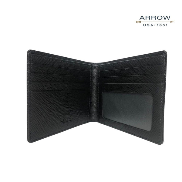 ARROW กระเป๋าสตางค์ผู้ชาย ฟังค์ชั่น 8 การ์ด (หนังวัวแท้)  สี ดำ   รุ่น MYCW157 ARROW