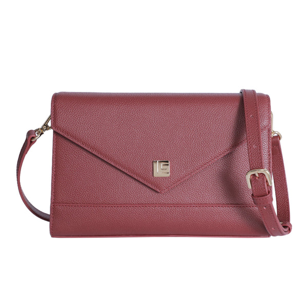 Guy Laroche กระเป๋าหนัง CLUCTH และสะพายยาวเป็น Crossbody สีแดง รุ่น AGH1001CW6REM