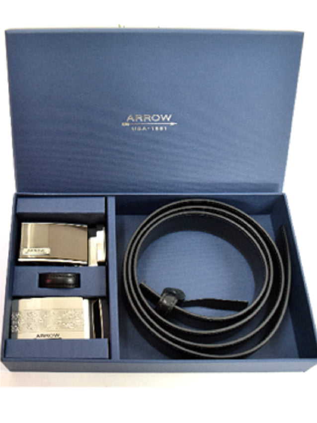 ARROW  Gift Set Auto Belt & Auto Belt (หนังวัวแท้) สีดำ รุ่น MYCG504 ICCSHOPPING