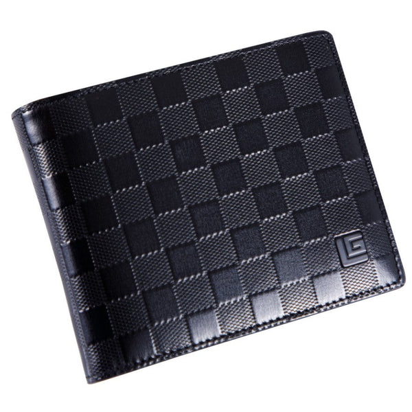Guy Laroche กระเป๋าสตางค์หนังอัดลายตารางสี่เหลี่ยม 8 การ์ด สีดำ (MGW09018S6BLS)