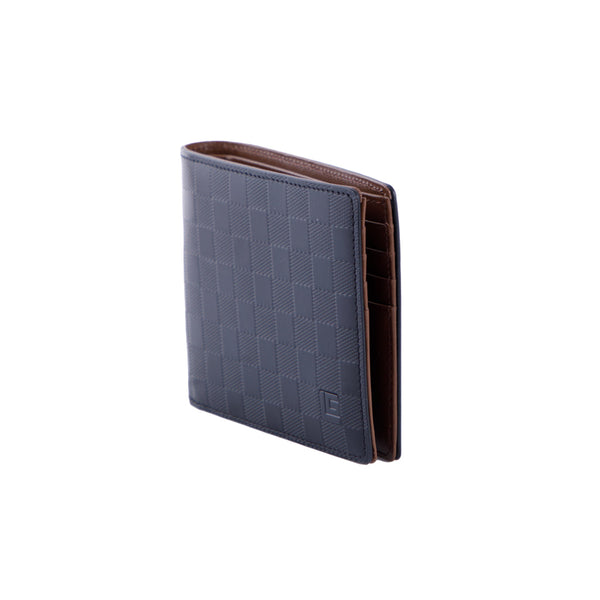 Guy Laroche กระเป๋าสตางค์หนังอัดลายตารางสี่เหลี่ยม 8 การ์ด สีดำ+น้ำตาล (MGW09018S6BRS)