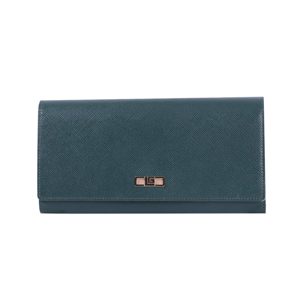 Guy Laroche กระเป๋าสตางค์ผู้หญิง 2 พับยาว หนังลาย safiano สีเขียว รุ่น AGP09552S6GRL ICCSHOPPING