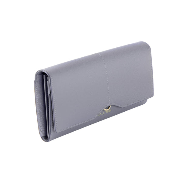 Guy Laroche กระเป๋าสตางค์ผู้หญิง กระเป๋าสตางค์ 2 พับยาวแบบบางสีเทา รุ่น AGP09132S6GYL ICCSHOPPING
